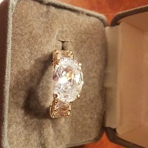 Large Oval Sideways Stone Baquette Band